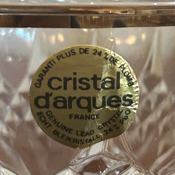 🎅🏻GORGEOUS VINTAGE CRISTAL D’ARQUE  LEAD CRYSTAL/GOLD PEDESTAL CANDY BOWL FRANCE - Picture 3 of 6